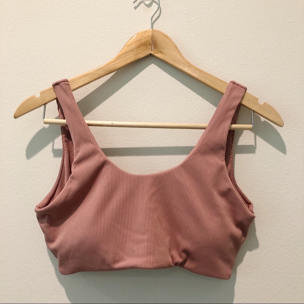 Pink Lily Adrift At Sea Ribbed Bikini Top